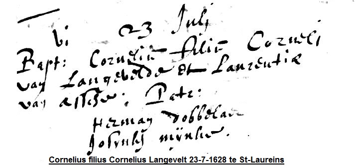 Baptism record 1628 Sint-Laureins