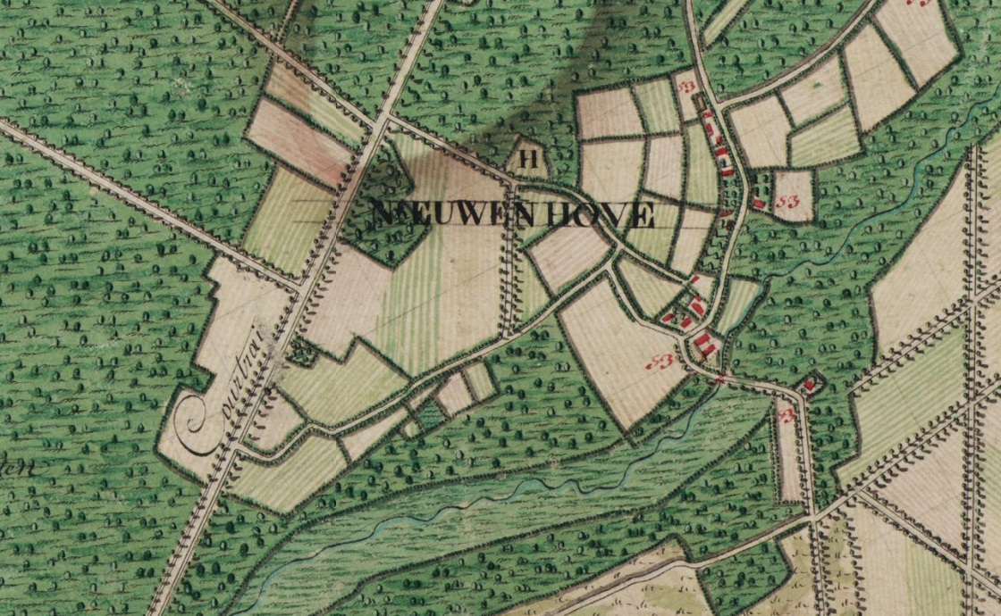 Jan Lantsocht, baljuw van Nieuwenhove, verklaring over de verwoesting van Oostkamp in 1589 (Kaart Ferraris - KBR)